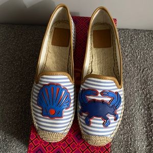 Authentic brand new in box Tory Burch stripe espadrilles size 6.5